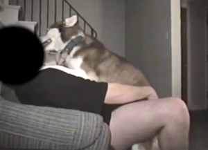 Beautiful hottie doggy and a naked male zoophile