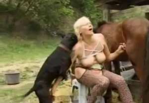 Outdoors action with a nasty blonde