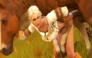 The giant 3D stallion fucked her hungry wet cunt